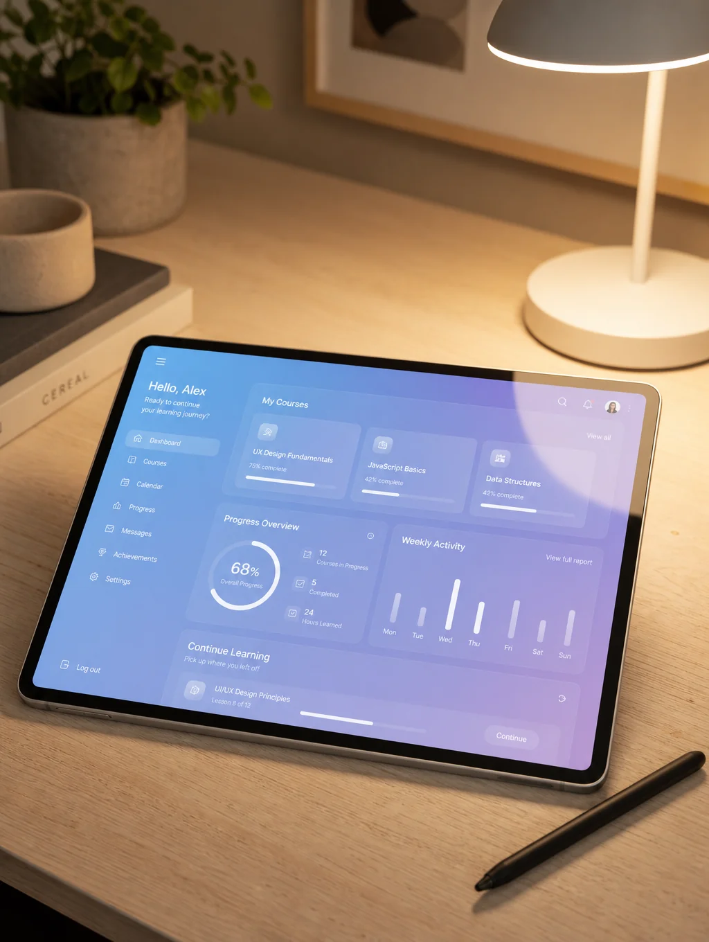 Digital curriculum dashboard on tablet
