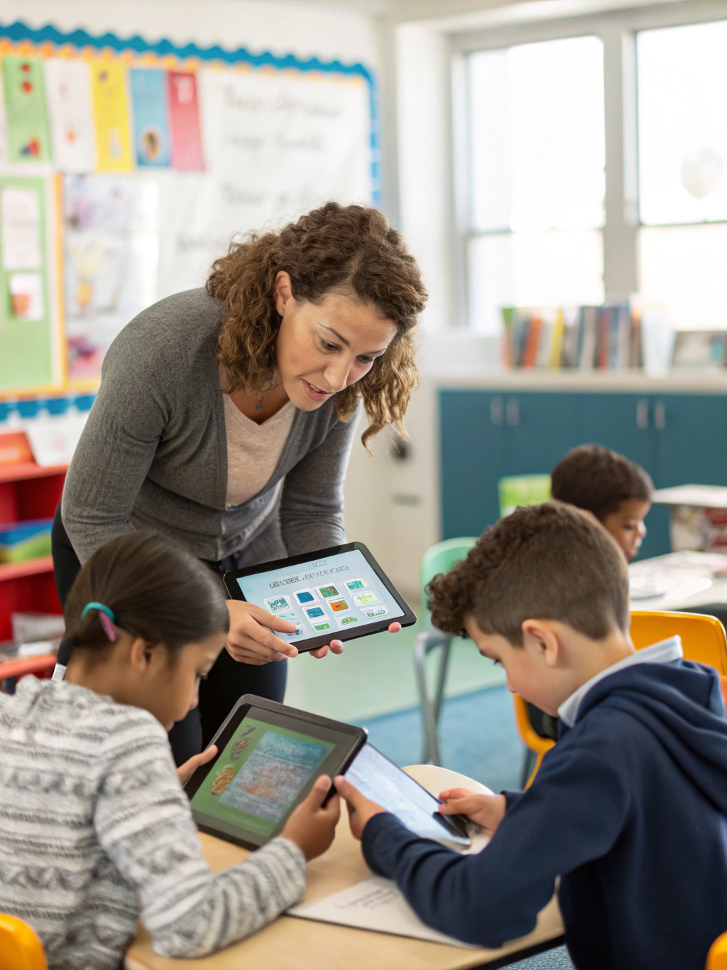 Teacher reviewing student mastery progress