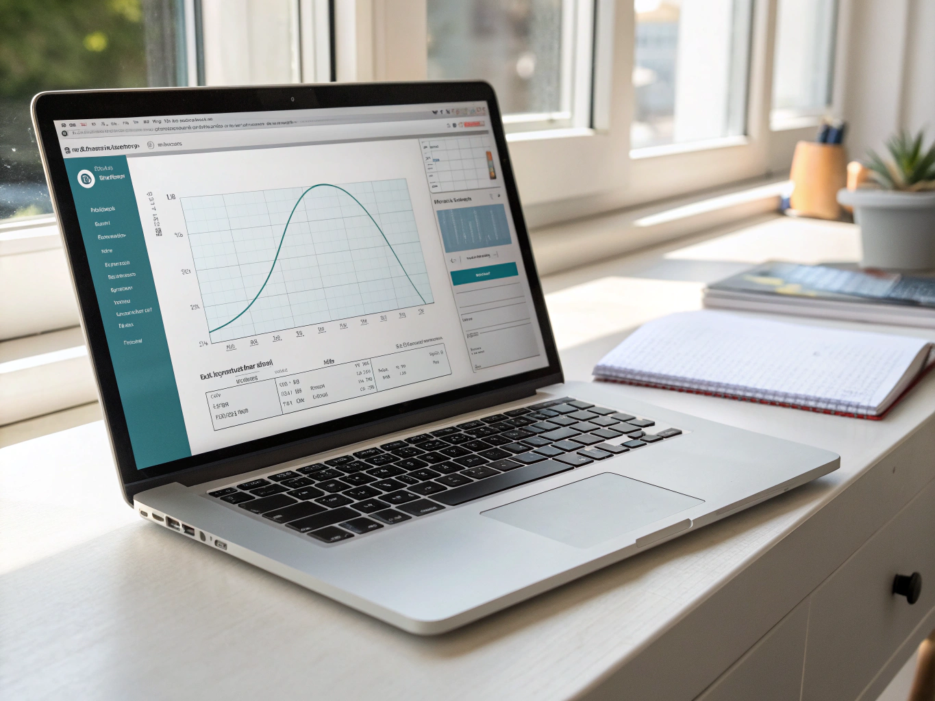 A clean, modern math lab workspace with digital tools and notes